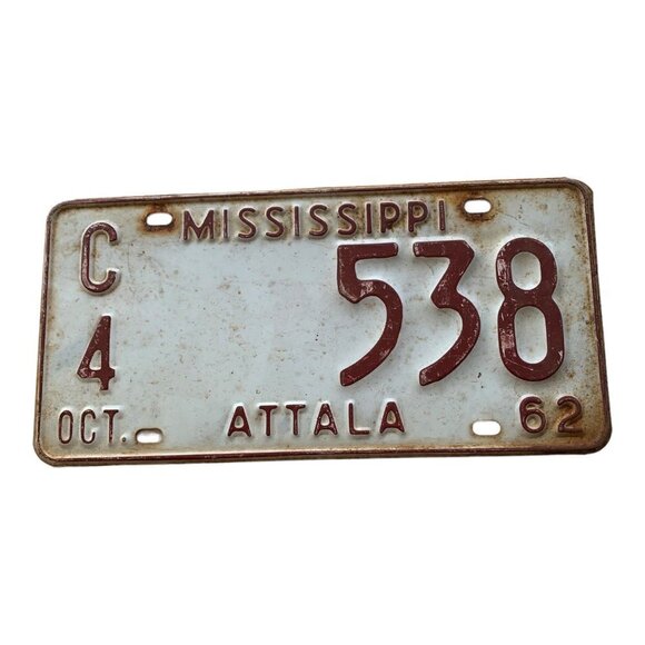CAR OLD ANTIQUE VINTAGE MISSISSIPPI LICENSE PLATE CAR TAG 1962 ATTALA COUNTY - Picture 6 of 6